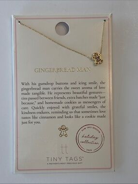 Tiny Tags Gingerbread Man Pendant Necklace
